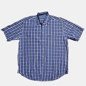 Faconnable Mens‎ Plaid Short Sleeve Shirt L Button Up Cotton Prep USA Made